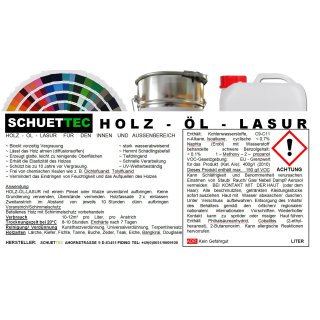 Holz-Öl-Lasur RAL Naturölbasis 5 Lit.